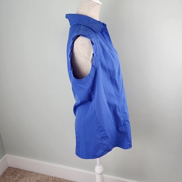 Style & Co Stretch Sleeveless Hidden Button Down Top Size 10 - Picture 3 of 7